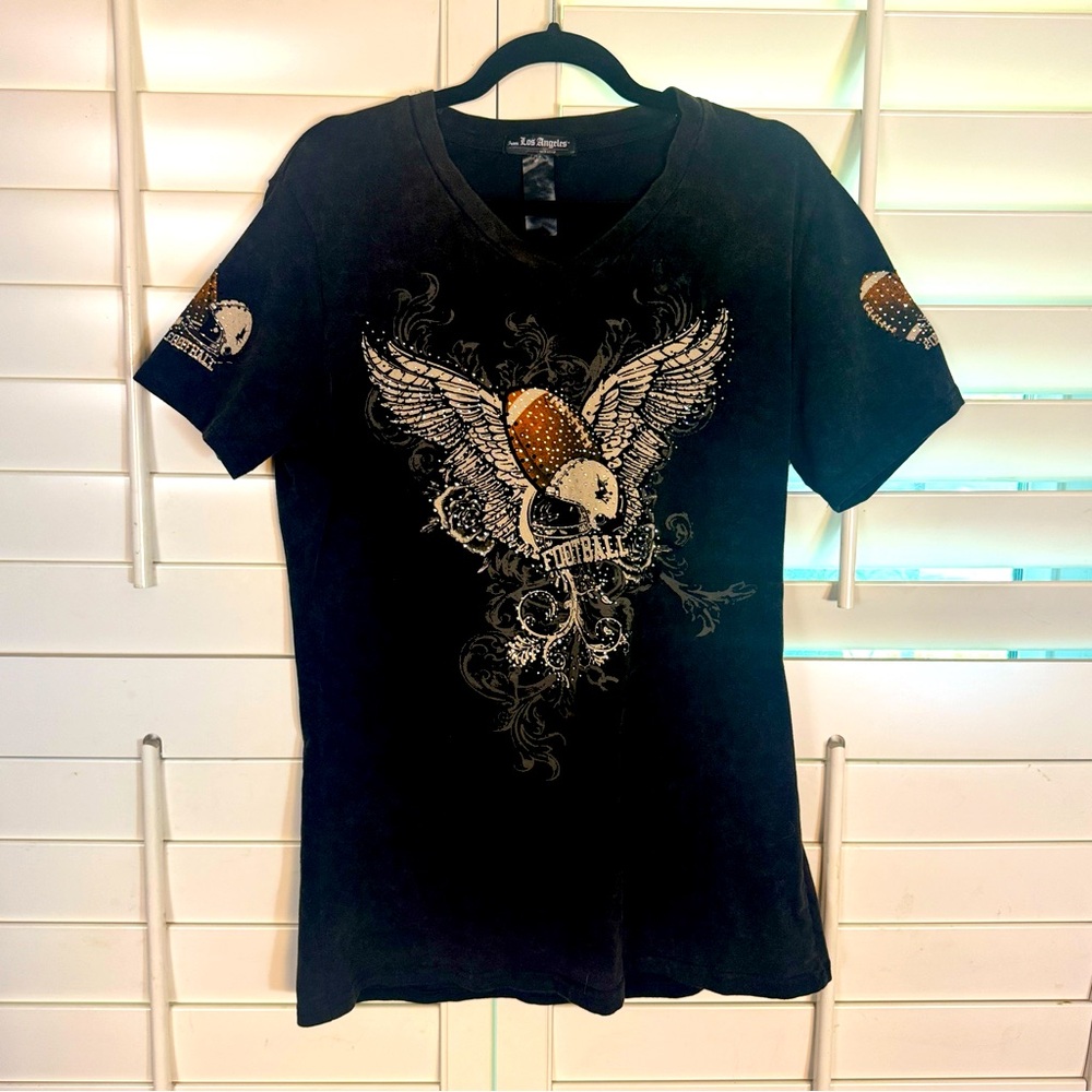 Black Rhinestone Football t-shirt